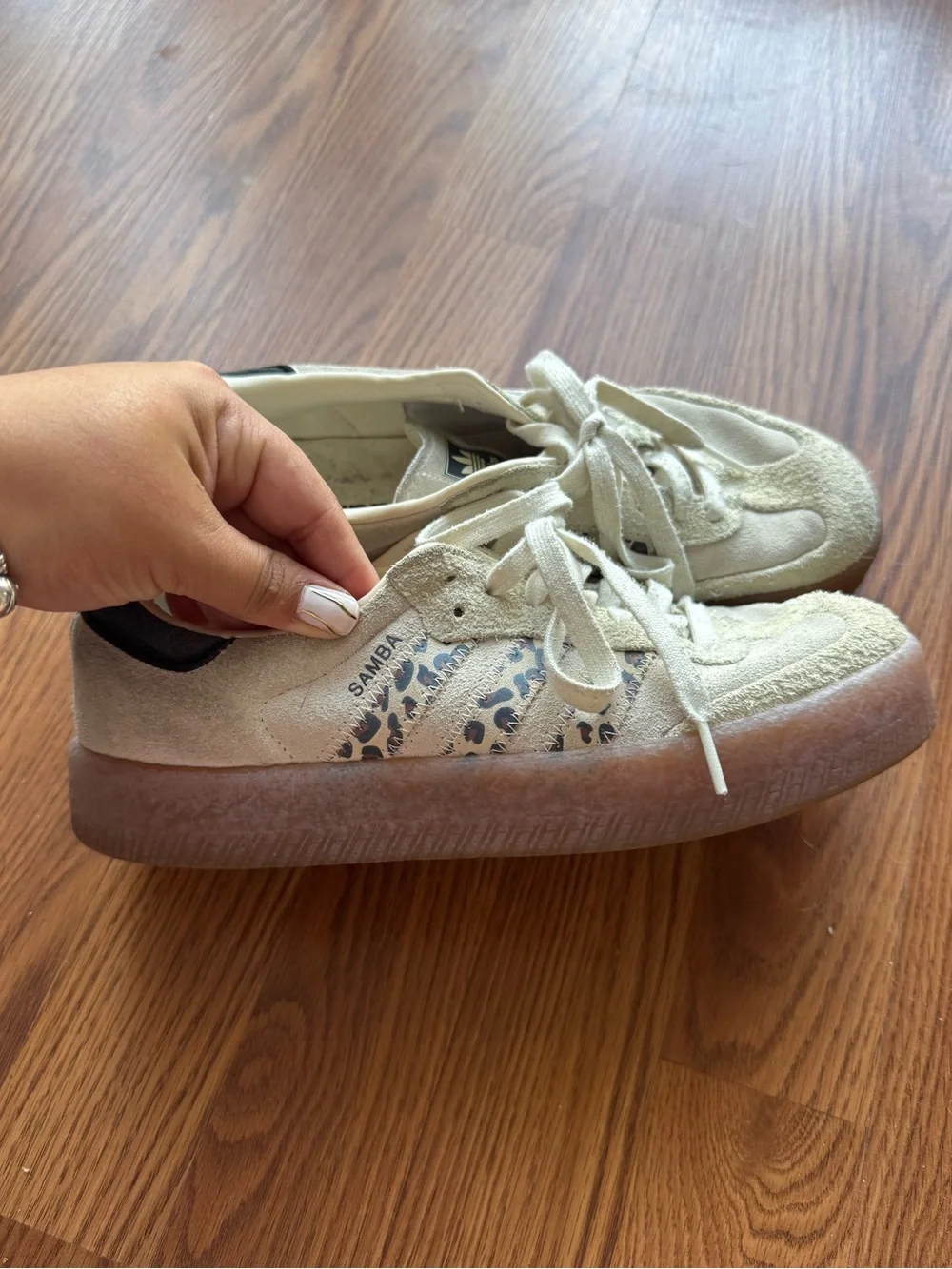 Adidas Samba Platform Sneakers Cream Leopard Gum Sole Size 9